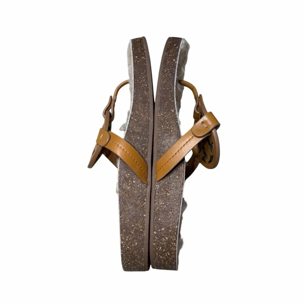 Tory Burch Tan Miller Cloud Shearling Sandals Womans 7